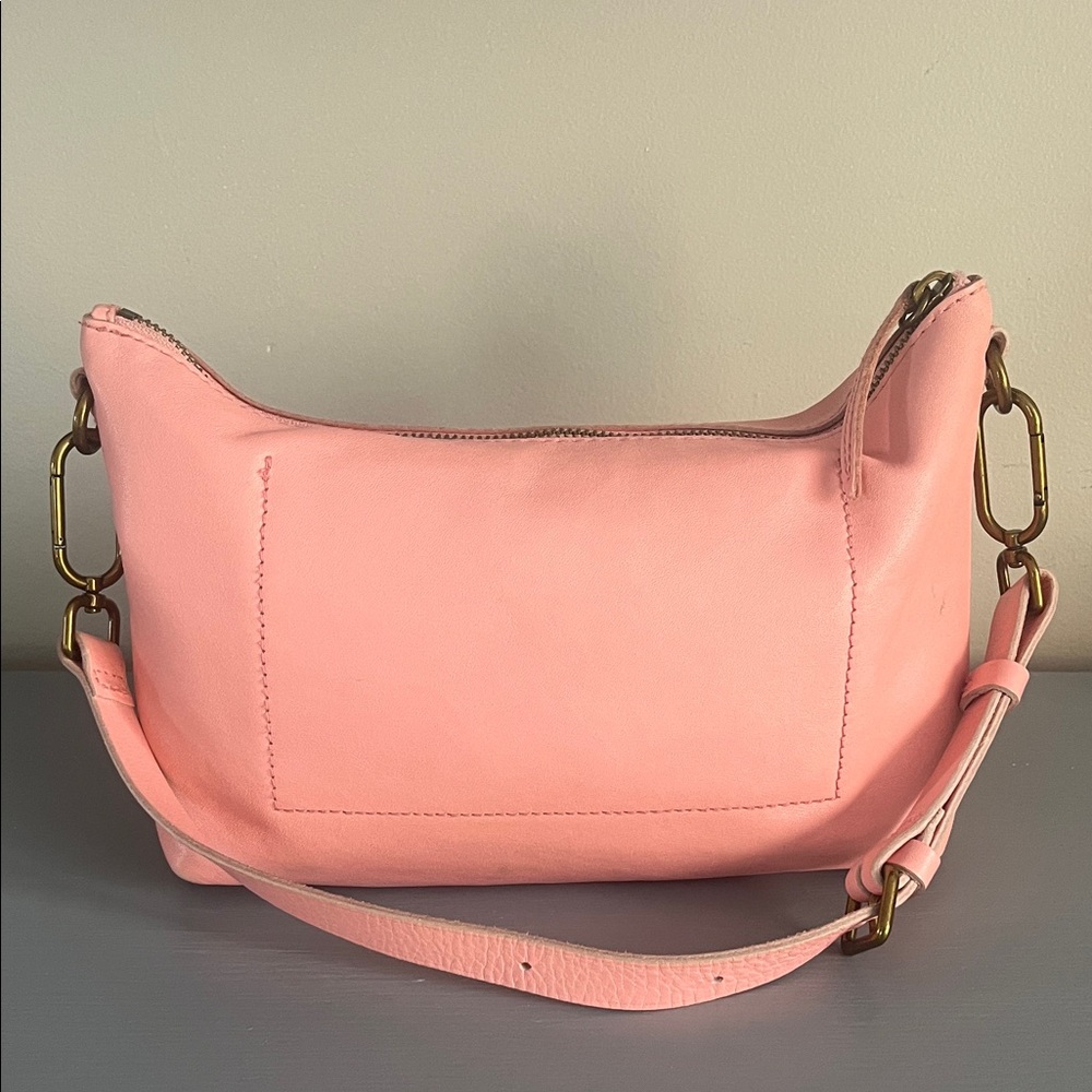 Madewell Soft Pink Leather Shoulder Hobo with Brass Hardware